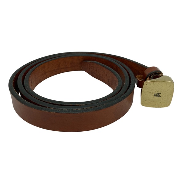 Calvin Klein Accessories - Vintage Calvin Klein Brown Leather Belt with Brass Buckle